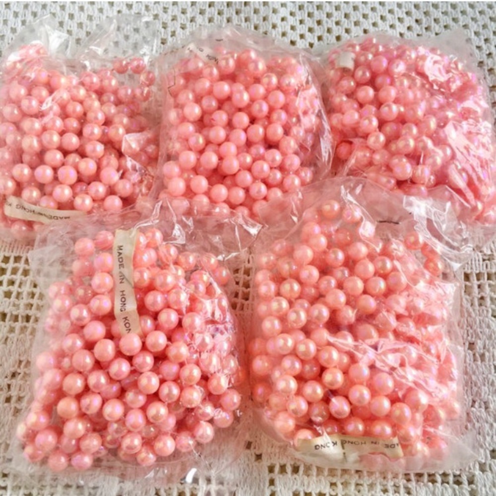 Pink Opalescent Bead Garland String Small Beads Vintage NOS New Old Stock 5